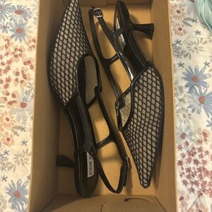 Steve Madden Black Kitten Heels with Mesh Design